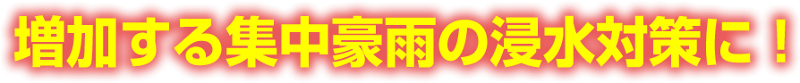 増加する集中豪雨の浸水対策に！